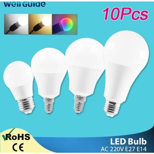 10pcs LED lamp E27 E14 LED bulb dimmable 24W 20W 15W 12W 9W 6W AC 220V 240V White lampara Aluminum Table Lamps light Bombillas