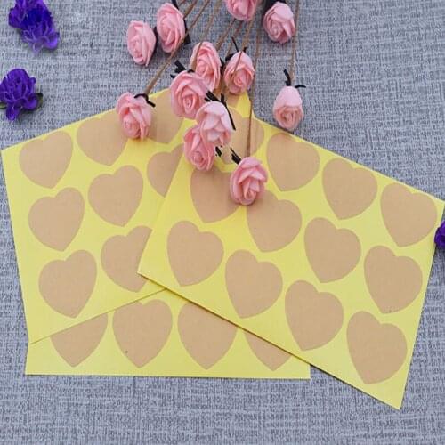 120pcs Love Heart Round Blank Kraft Seal Stickers Adhesive Labels Seal Sticker DIY Wedding Party Paper Hang Tags