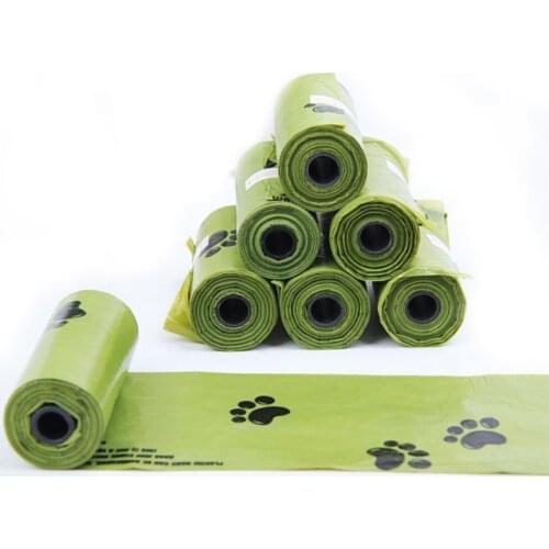 15pcs/roll Degradable Pet Dog poop bag Thicken Dog Waste Bags for dogs Green Garbage Durable Cleaning Waste Bag to collect poop