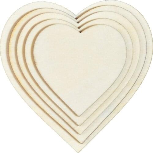 2-100 pcs DIY Blank Heart Wood Slices Discs Wood Heart Love Blank Unfinished Natural Crafts Supplies Wedding Ornaments 1cm-24cm