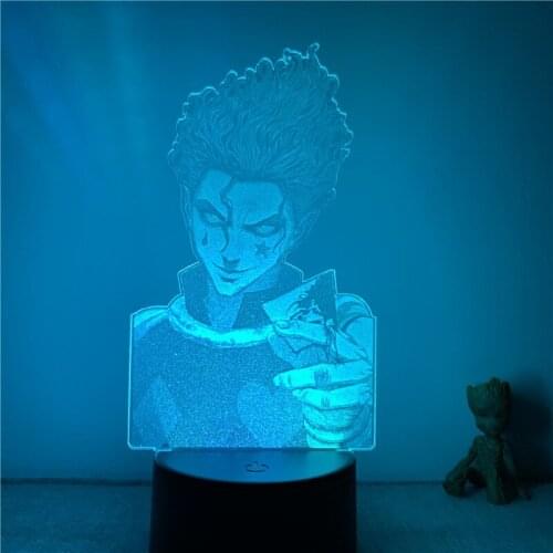 3D Lamp Action Figure Animated Real Ver. Hunter X Hunter Hisoka Smile Fighting LED NightLight 7 Colors Touch Table Decor Gift