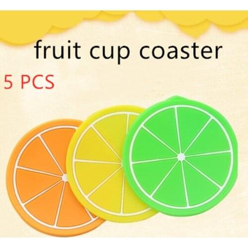 5pcs Creative Fashion Fruit Coaster Colorful Silicone Cup Drinks Holder Mat Fruit Shapes Coaster Tableware Placemat Coffee Pads