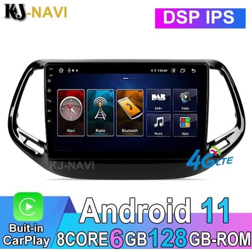 Android 11 NO DVD Car Radio Multimedia Player Navigation Video GPS For Jeep Compass 2016-2018 Octa-Core DSP IPS