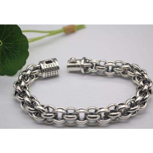 Sterling S925 Silver Bracelet O Lantern Shaped Mans Chain Round Rolo 9"L / 52g Bracelet Female Personality Jewelry For Man