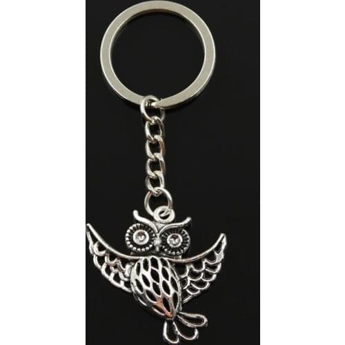 Keychain 36x35mm Flying Owl Pendants DIY Men Jewelry Car Key Chain Ring Holder Souvenir For Gift