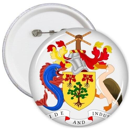 Bridgetown Barbados National Emblem Round Pins Badge Button Clothing Decoration 5pcs Gift