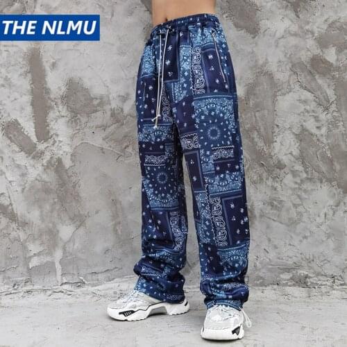 Color Block Patchwork Bandana Paisley Pattern Pants Streetwear Mens Casual Jogger Elastic Waist Sweat Pants 2021 Trousers WY469