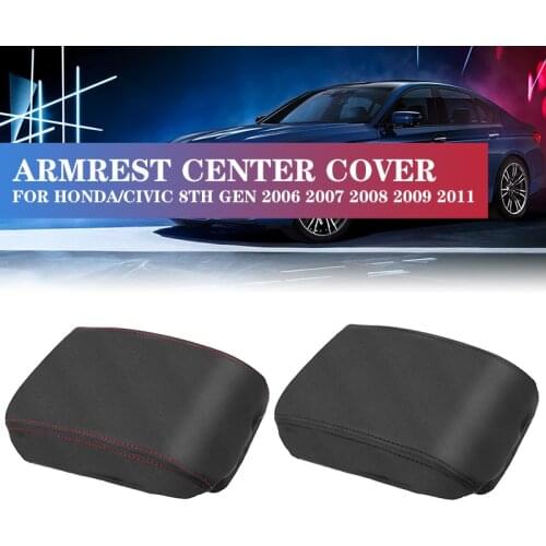 Car PU Leather Armrest Cover Center Console Arm Rest Covers Car Accessories For Honda/Civic 8th Gen 2006 - 2011