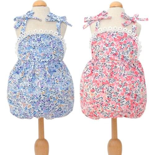 Floral Loose Dog Clothes Sling Vest Pet Jumpsuit Summer Princess Dog Dress For Small Dogs Chihuahua Dog Pajamas Jumpsuit Costume