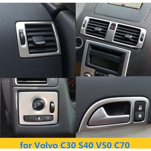 Car Interior Stainless Steel Decoration Trim for Volvo C30 S40 V50 C70 Car Styling Accessories