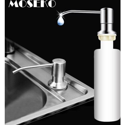 MOSEKO Kitchen Sink Soap Dispenser Lotion Pump Plastic Bottle for Bathroom Kitchen Liquid Soap Organize Stainless Steel Head