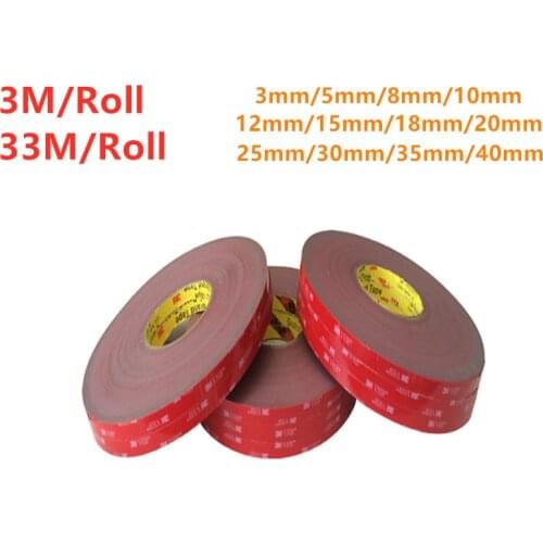 33M/Roll 3M Truck Car Paste Acrylic Foam Double Sided Attachment Tape Adhesive 8mm 10mm 12mm 15/18/20/25/30mm Sticker LED Strip