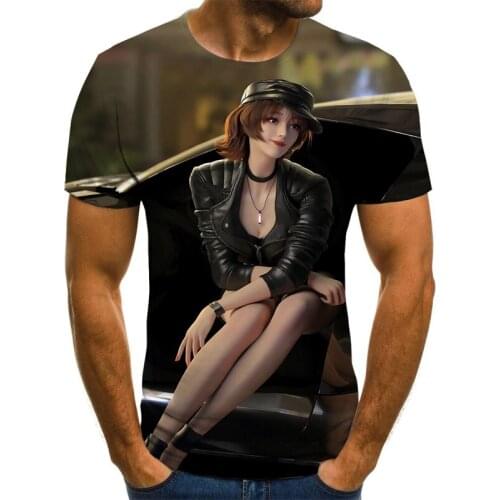 Summer new 3D beauty pattern 3D mens T-shirt fashion o-neck casual fashion short sleeve Harajuku hip hop trend LARGE T-SHIRT