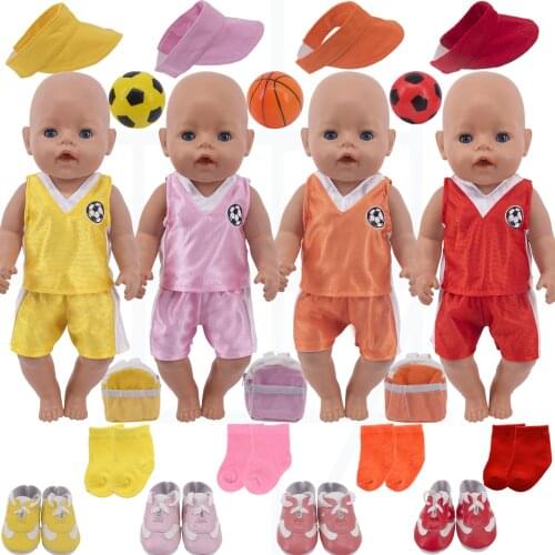 Football Embroidered Vest,Sneakers+4Accessories/Set For 18Inch American Doll Girls&43cm Baby Reborn,Our Generation,Doll Clothes
