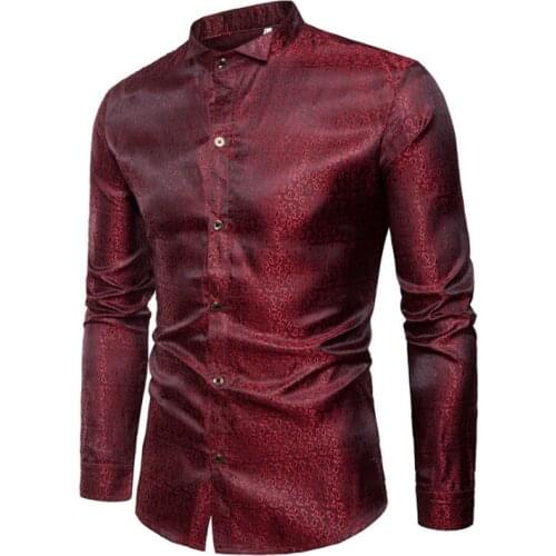 Glossy tadpole Pattern shirt men long sleeve shirt teenage korean fashion punk slim sexy shirt mens personality stage singer