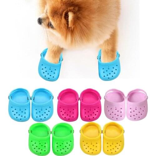 Dog Chew Toy Pet Breathable Slippers Nonslip Footwear For Large Dog Candy Coloured Holey Shoes Summer Breathable Mesh Dog Shoes