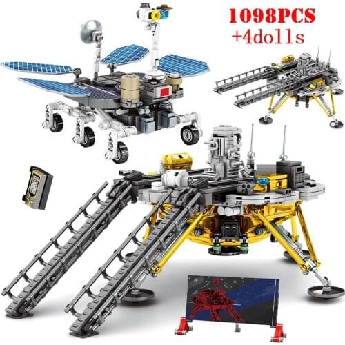 Space Station Manned Spacecraft Building Blocks City Technical Lunar Rover Rocket Aerospace Astronaut Bricks Toys For Children