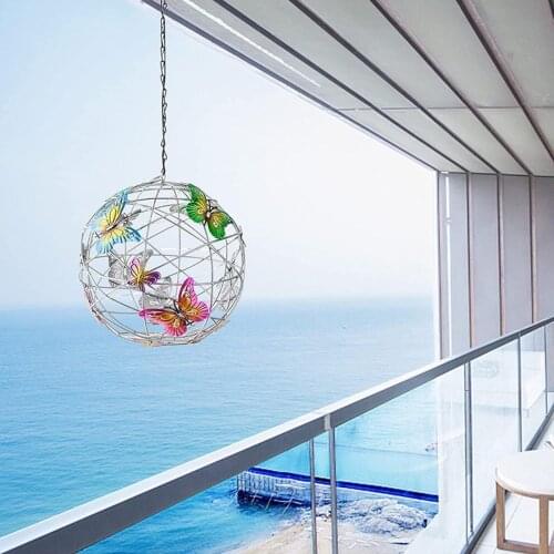 Beautiful Colorful LED Butterfly Light Ball Lamp Solar Powered Outdoor Light Hanging Decoration Housewarming Gifts for Canopies