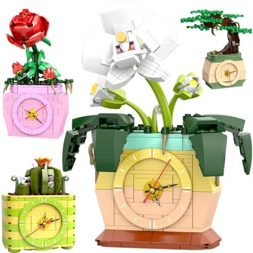 City Creative Time Elves Friends Home Decoration Building Blocks DIY Flower Plant Bricks Creator Toys For Children Girls Gifts
