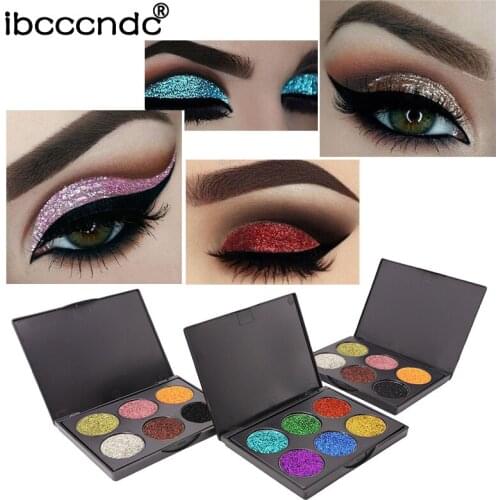 Hot IBCCCNDC Brand Diamond Golden 6 Colors Powder Glitter Eye Shadow Palette Metallic Shiny Eyeshadow Palette Makeup Cosmetics