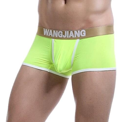 Fashion Design Sexy Mens Trunks Underwear Boxer Shorts Protruding Pouch Male Underpants Smooth Ice Silk Elastic Stretch