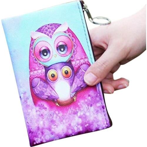 Fashion Women Coin Purse PU Leather Clutch Bag Cartoon Animals Elephant Owl Giraffes Deer Graffiti Lady Girl Wallet New