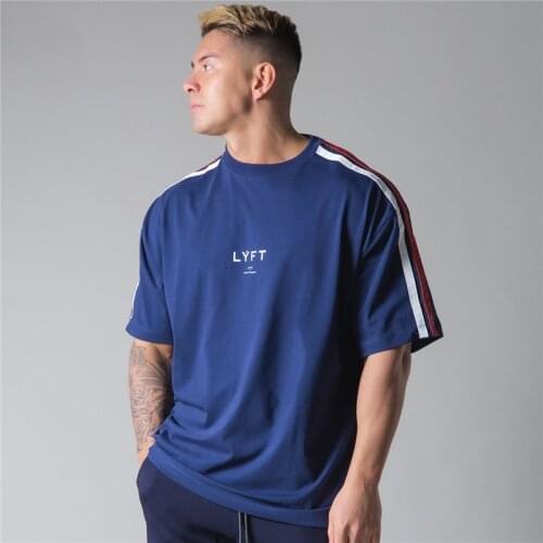 Side Striped 2021 JP&UK Short Sleeves T Shirt Men Gym Fitness Bodybuilding Cotton T-shirt Male Workout Tees Tops Brand Clothing