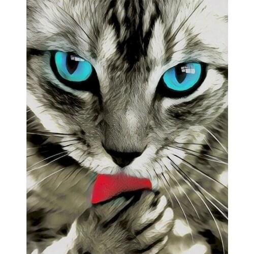 SDOYUNO DIY Oil Painting By Numbers Kits 60x75cm Animals Drawing By Numbers On Canvas Frameless Cats Digital Hand Painting Decor