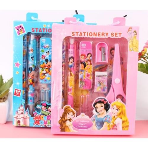 Genuine Disney frozen stationery set cute automatic pencil scissors and other writing and drawing tools school supplies gifts