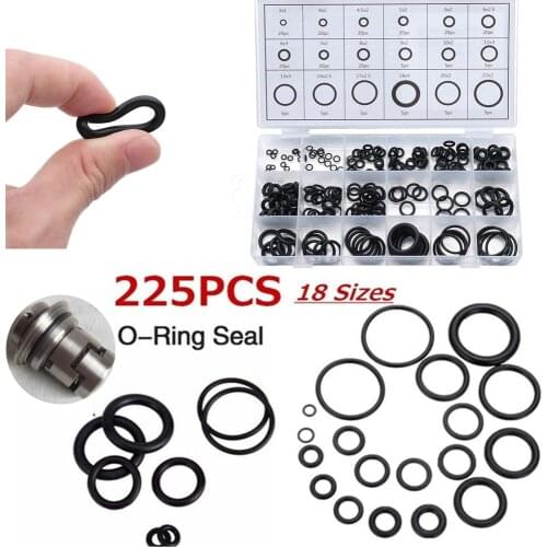 225Pcs Rubber O Ring Assortment Kits 18 Sizes Sealing Gasket Washer for Automotive Repair Plumbing and Faucet Air Gas Connection