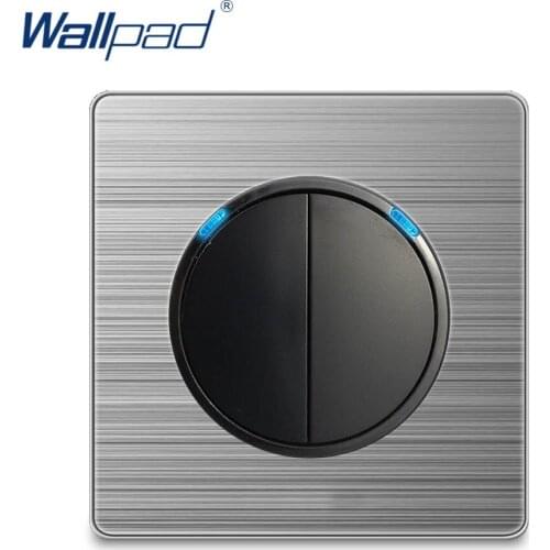Wallpad 2 Gang 2 Way Wall Light Switch Random Click Push Button With LED Indicator Stainless Steel Panel Home