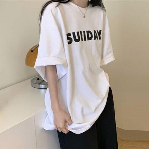 Pure cotton spring and summer new Korean style loose student short-sleeved T-shirt female white college style