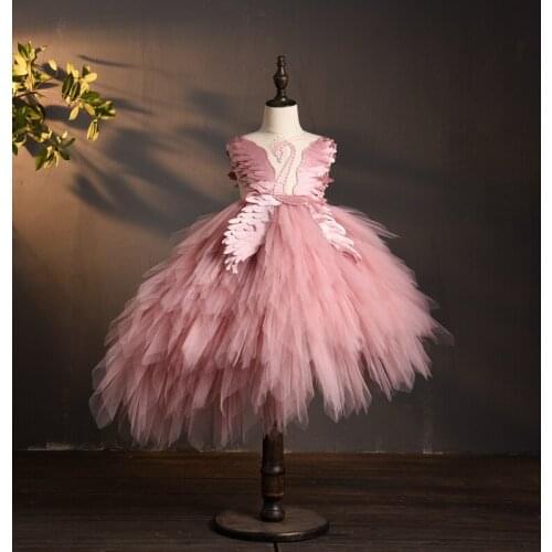 New Arrival 2020 Flower Girl Dress for Weddings Beaded Tulle Black Pink First Communion Dresses Girls Carnival Party Gown