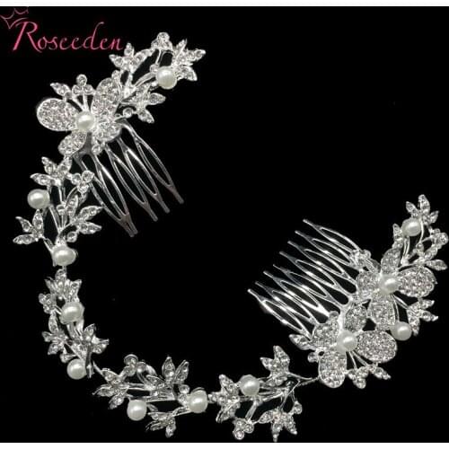 Charm Rhinestone Princess Wedding Bridal Long Hair Comb Tiara With Crystal Butterfly Wedding Hair Accessories RE3115