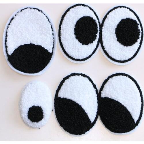 A Pair of Black and White Eyes Cartoon IconTowel Embroidery Iron on Patches for Clothing DIY Custom Badges on the Backpack