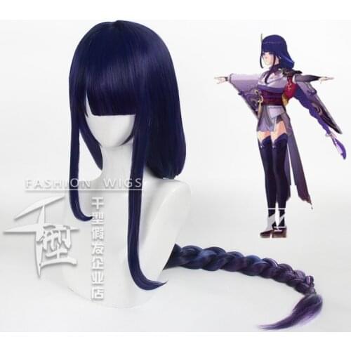 Baal Long Braid Wig 110cm Cosplay Costume Heat Resistant Synthetic Hair Genshin Impact Shogun Women Wigs