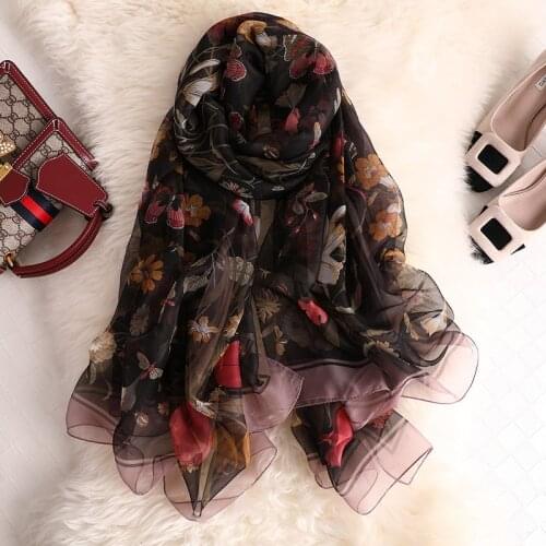 LaMaxPa Luxury Brand 2019 New Fashion Summer Silk Scarf For Women/Ladies Print Long Wrap and Shawls Beach Hijab Female Foulard
