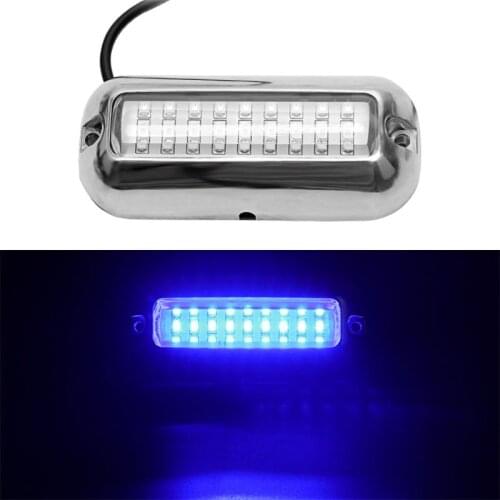 Blue 27 LED Underwater Boat Marine Transom Lights Stainless Steel Pontoon Yacht Stern Fishing Night Light F19A