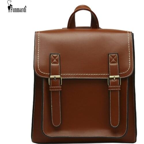 FUNMARDI Luxury Design Backpacks Female Pu Leather Bags Womens Bags Vintage School Bags For Teenage High Quality messenger Bags