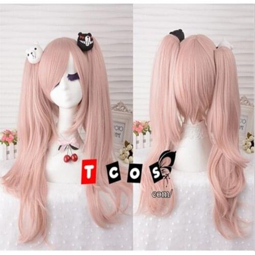 Danganronpa Dangan Ronpa Junko Enoshima Wig Light Pink Heat Resistant Sythentic Hair Clip Ponytails Cosplay Wig