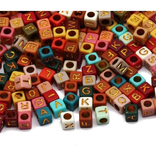 Mix Colorful Square Letter Acrylic Beads 6x6mm Spacer Beads For Jewelry Making Handmade Diy Charm Necklace Bracelet Accessories
