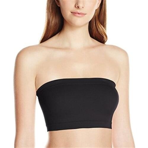 Womens Female Strapless Boob Tube Top Bandeau Bra Lace Modal Ladies Modal lace stomacher wrapped chest Bottom Underwear