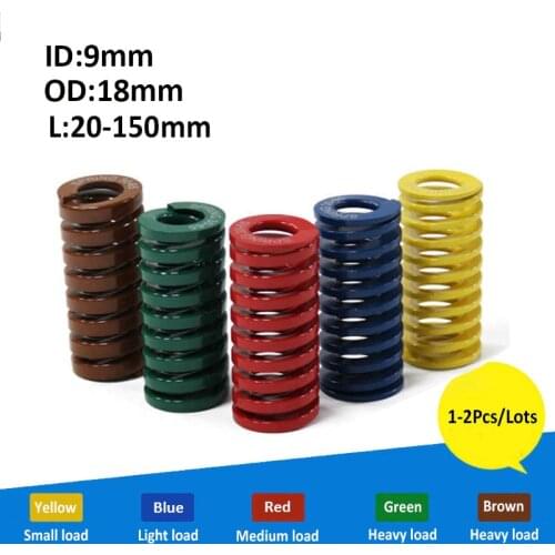 1/2Pcs Spiral Stamping Compression Mould Die Spring yellow blue red green brown OD18mm ID9mm Length 20mm-150mm