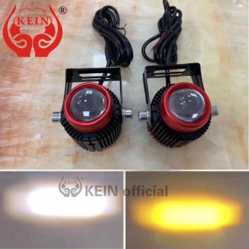 KEIN 1pcs Two-color Mini Projector Lens Car Led Headlight 6500k Led High/Low Beam Headlamp Fog Spot Light Car Led Head Lamp Bulb