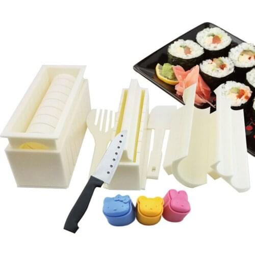 14Pcs/Set DIY Rice Ball Sushi Maker Mold Kitchen Sushi Making Tool Set for Sushi Roll Kitchen Accessory Cooking Tool