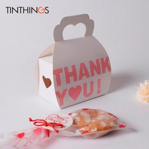 20PCS 9.5x6x6.5cm Candy Box Bag Chocolate Paper Gift Packaging Box Cookie Small Gift Box With Handle Pink Heart Wedding Party