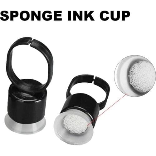 Newest 30/50/100Pcs Tattoo Supplies Pigment Holder Sponge Ink Cup Disposable Finger Ring Tattoo Ink Cup