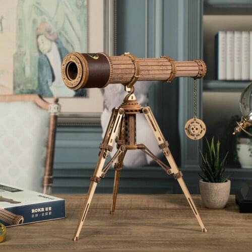 314pcs Monocular Telescope Wooden Handmade Gift 3D Stereo Wooden Assembly Model Children Adults DIY Crafts Ornaments Jigsaw Puzz