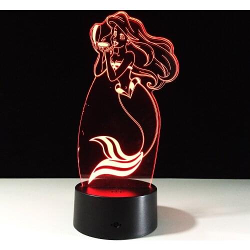 Fairy Tale Mermaid Princess 3D Lamp 7 Color LED Night Lamp For Kids Gift Touch Remote USB Table Lamp Baby Sleeping Night Light