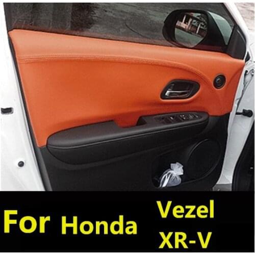 4PCS Microfiber Front / Rear Door Panels Leather Protective Cover For Honda XRV Vezel H-RV with Mount Fittings car interior